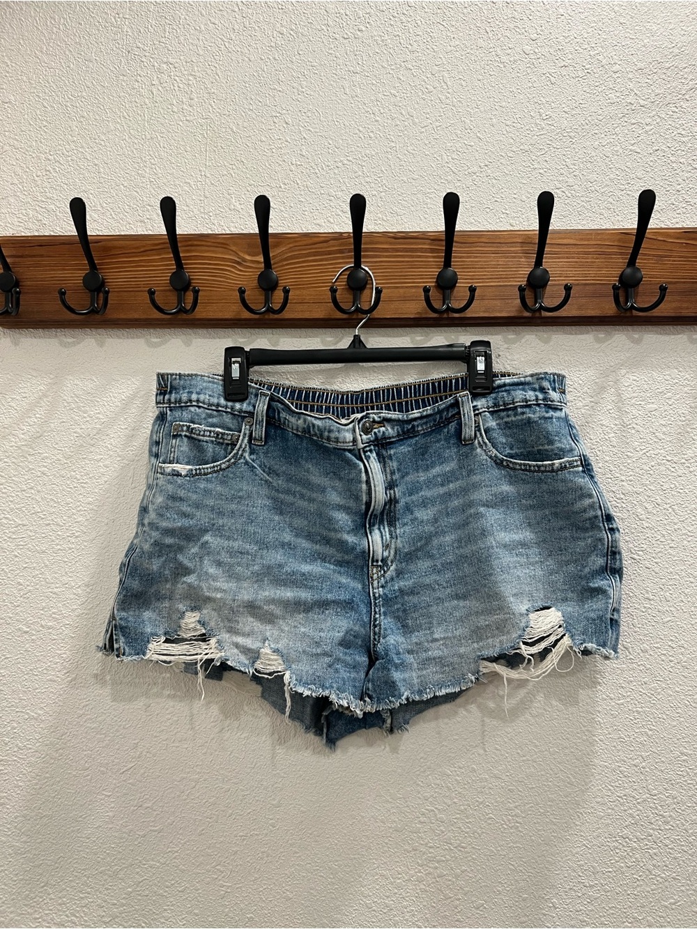 aerie Distressed Light Blue Denim Cutoff Shorts
